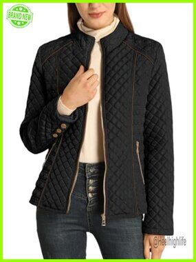 Women's Quilted Puffer Jacket Packable Fleece Lined Coat Spring Winter